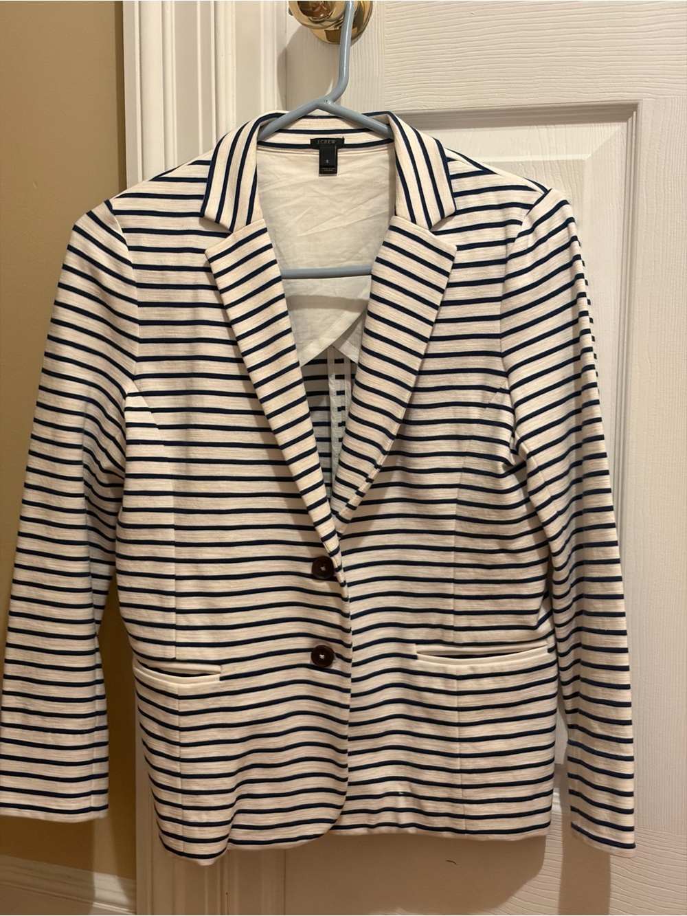 J. Crew Blue and White Striped Women's Blazer